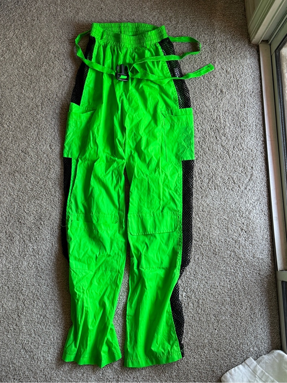 iHeartRaves Neon Green & Black Mesh Overalls - Picture 2 of 2